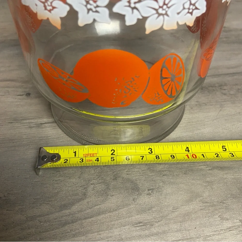 Vintage Anchor Hocking Orange Juice Jar Container - Oranges & White Blossoms 2qt